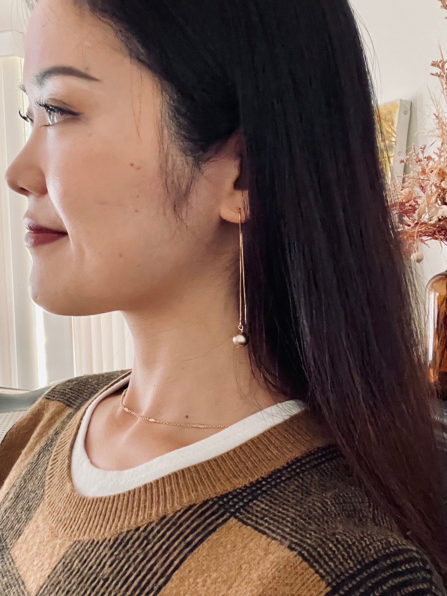 Faux But Neutral Drop Pearl Earring